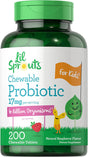 Chewable Probiotics for Kids | 200 Tablets | Natural Raspberry Flavor | by Lil' Sprouts