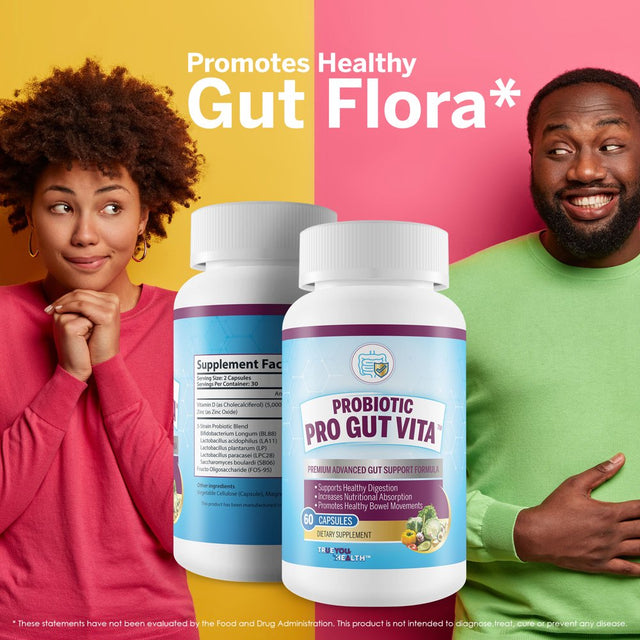 Probiotic Pro Gut Vita - Gut Health Support Probiotic & Vitamin Formula - Promote Healthy Digestion, Nutrient Absorption, Bowel Movements - Help Improve Gut Microbiome for Additional Health Benefits