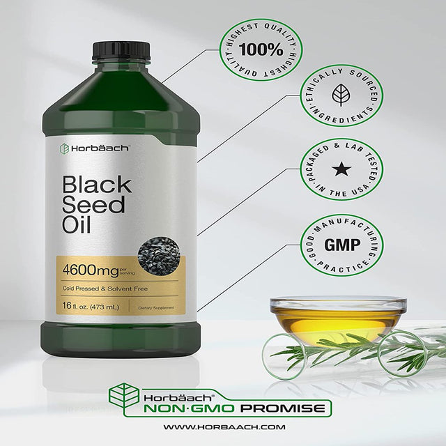 Black Seed Oil | 4600Mg | 16 Oz | Vegetarian Formula | by Horbaach