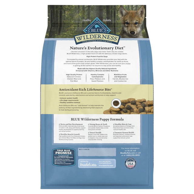 Blue Buffalo Wilderness High Protein Chicken Dry Dog Food for Puppies, Grain-Free, 4.5 Lb. Bag