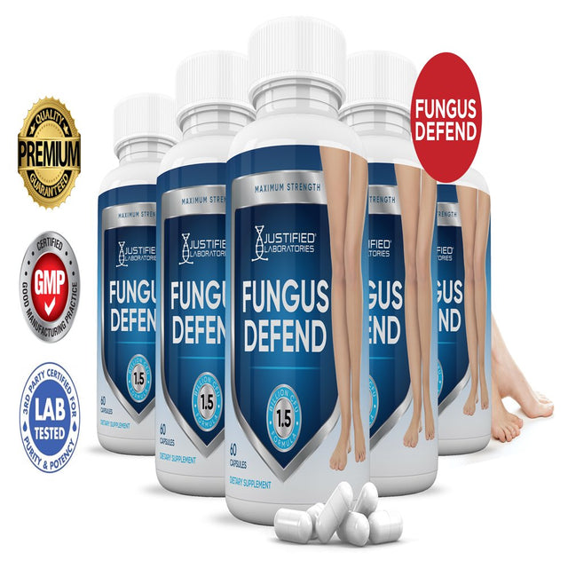 (5 Pack) Justified Laboratories Fungus Defend Probiotic 1.5 Billion CFU Supplement 300 Capsules