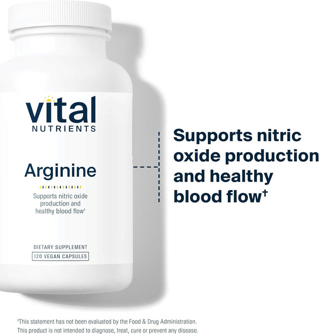 Vital Nutrients - Arginine - L-Arginine Amino Acid Support for Circulatory and Heart Health - 120 Vegetarian Capsules per Bottle - 1500 Mg