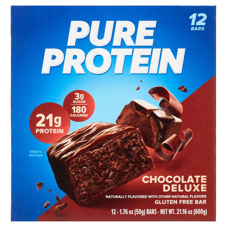 Pure Protein Bar, Chocolate Deluxe, 21G Protein, Gluten Free, 1.76 Oz, 12 Ct