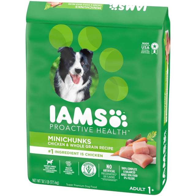 IAMS Adult Minichunks Small Kibble High Protein Dry Dog Food with Real Chicken, 38.5 Lb. Bag