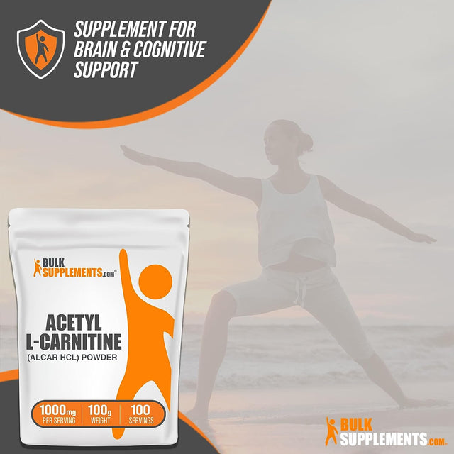 Bulksupplements.Com Acetyl L-Carnitine Powder - ALCAR Hcl, Carnitine Supplement, Acetyl L-Carnitine 1000Mg - ALCAR Powder, Unflavored & Gluten Free, 1000Mg per Serving, 100G (3.5 Oz)