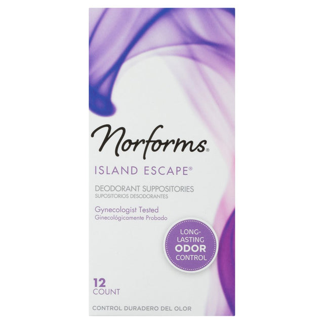 Norforms Feminine Deodorant Suppositories, Island Escape, 12 Ct