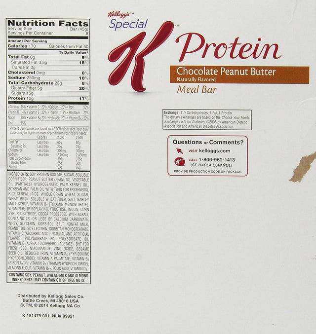 Special K Protein Bar, Chocolate Peanut Butter, 1.59-Ounce Packages (Pack of 16)