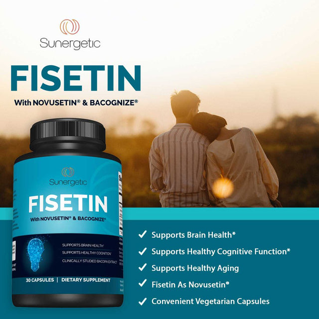 Premium Fisetin Supplement with Novusetin & Bacopa Extract to Support Memory, Cognition, Healthy Aging & Brain Health - 125Mg of Fisetin per Capsule - Fisetin Complex with Bacognize - 30 Capsules