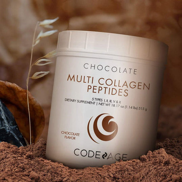 Codeage Multi Collagen Peptides Protein Powder, Chocolate Cocoa, MCT Oil, Amino Acids, Hydrolyzed, 18.16 Oz