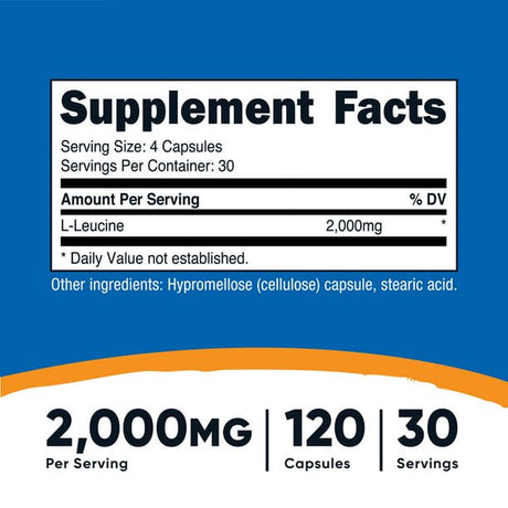 Nutricost L-Leucine 2,000Mg Supplement, 120 Vegetarian Capsules, 30 Servings