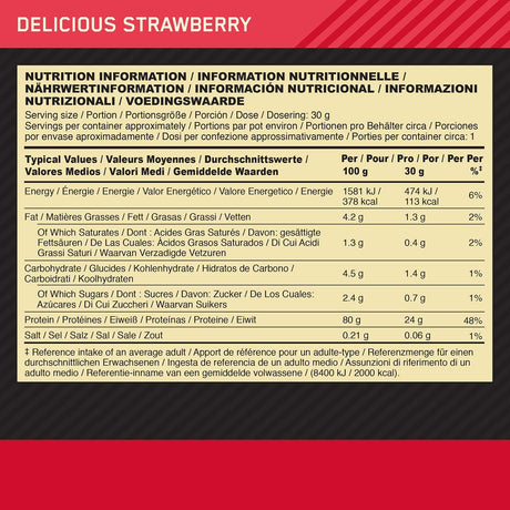 Optimum Nutrition Gold Standard 100% Whey Protein Powder Drink Mix Strawberry (Pack of 24 Sachets)