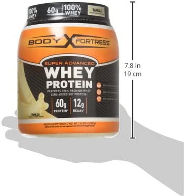 Body Fortress Super Advanced Whey Protein Powder, Vanilla Flavored, Gluten Free, 2 Lb