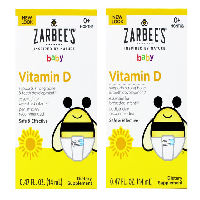 Zarbee'S Baby Vitamin D Supplement, Baby Vitamin D Drops for Infants, Drug-Free, 0.47 Fl Oz - Pack of 2