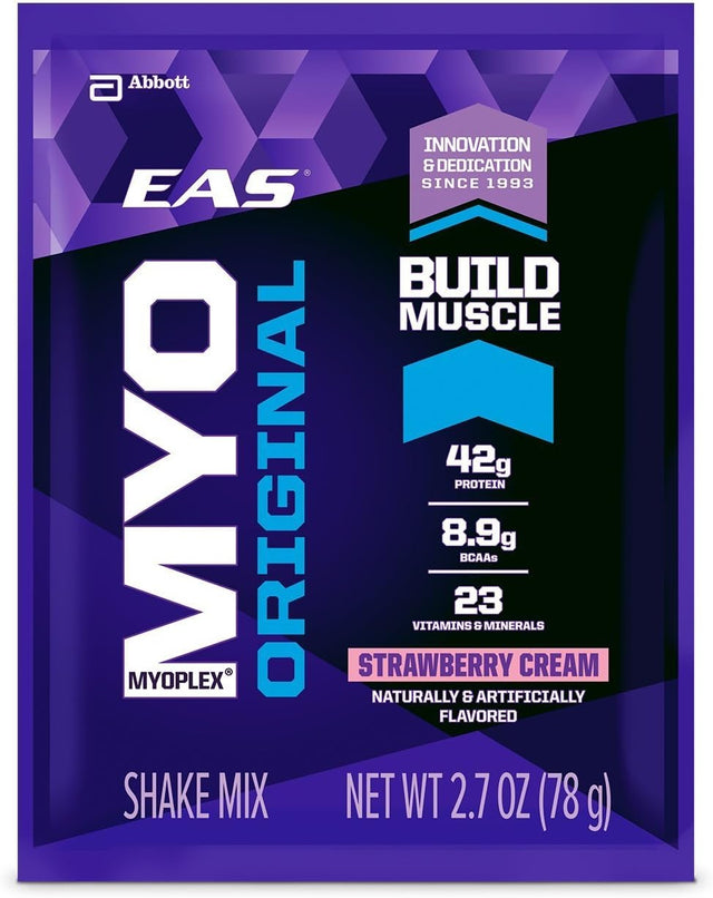 EAS Myoplex Original Protein Shake Mix Packets, Strawberry Cream, 2.7 Oz Packets, 20 Servings