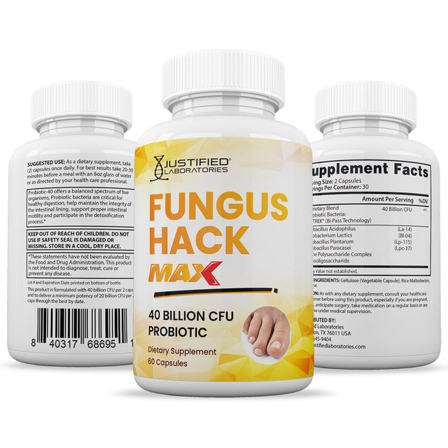 (10 Pack) Fungus Hack Max 40 Billion CFU Probiotic Nail Support 600 Capsules