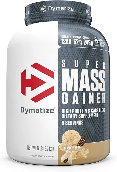 Dymatize Super Mass Gainer Protein Powder, 1280 Calories & 52G Protein, Gain Strength & Size Quickly, 10.7G Bcaas, Mixes Easily, Tastes Delicious, Gourmet Vanilla, 6 Pound (Pack of 1)