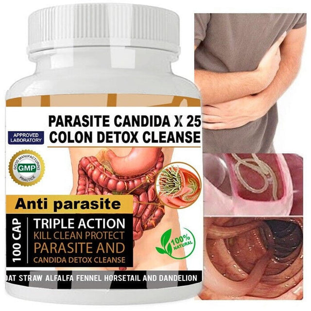 Parasite Cleanse DETOX Liver Colon Yeast Blood Support COLON CLEANSER TEA - 100 Capsules(Pack of 2)