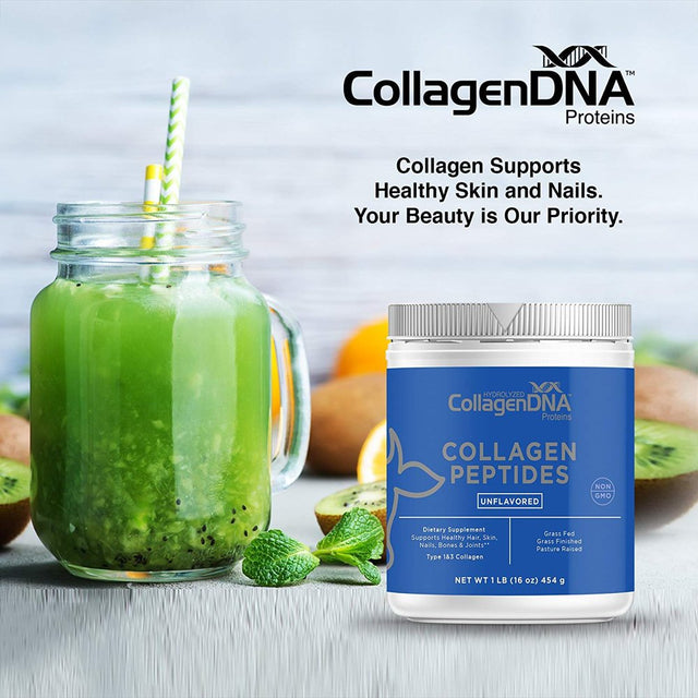 Premium Collagen Peptide Powder from Grass Fed Beef - 1 LB Unflavored, Odorless and Easy to Mix Hydrolyzed Protein Peptides (16 Oz, Beef Collagen)