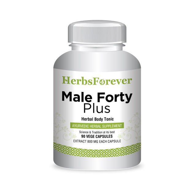 Herbsforever Male Forty plus Capsules – Ayurvedic Herbal Formulation – Testosterone Care Supplement – Provide Energy and Activeness – 90 Vege Capsules – 800 Mg Each