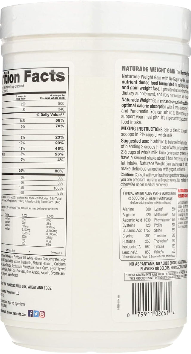 Naturade, Weight Gain Powder, 20.3 Ounce