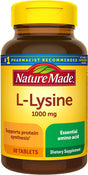 Nature Made L-Lysine 1000 Mg, Dietary Supplement, 60 Tablets, 60 Day Supply