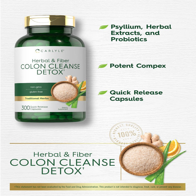 Herbal Colon Cleanse Detox | 300 Capsules | by Carlyle