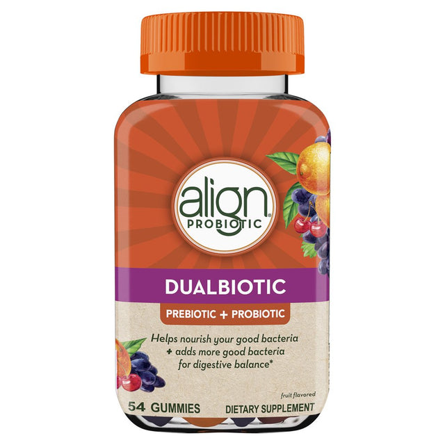 Align Probiotic Dualbiotic Gummies, Unisex Prebiotic & Probiotic Dietary Supplement, 54 Ct