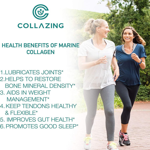 Collazing - Alaskan Wild-Caught Marine Collagen Protein Peptides with Hyaluronic Acid and Vitamin C - for Radiant Skin, Hair, Nails. Joints, & Bones - 120 Capsules-30 Days Supply