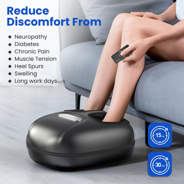 Renpho Shiatsu Foot Massager with Heat for Tired Foot Blood Circulation up to Size 11, Black