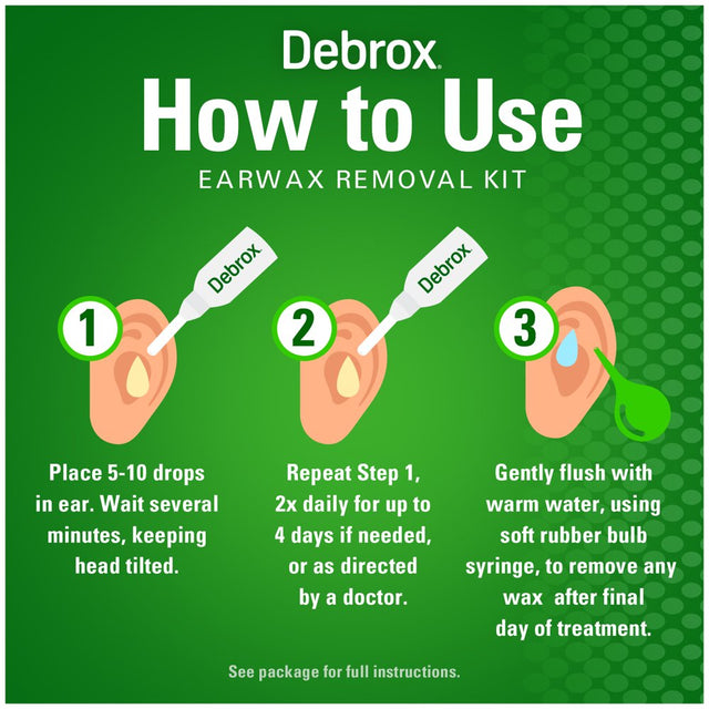 Debrox Ear Wax Removal Kit, Ear Cleaning Rubber Bulb Syringe and 0.5 Fl Oz Ear Wax Removal Drops