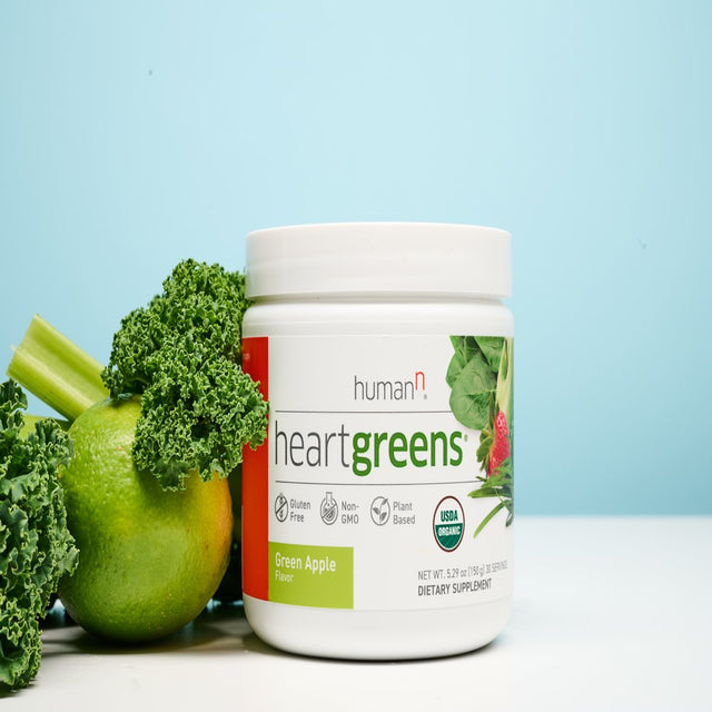 Humann Heartgreens | Superfood Organic Powder with Wheatgrass, Kale, Spinach, and Spirulina, USDA Organic Non-Gmo, from the Makers of Superbeets (Green Apple Flavor, 5.3-Ounce)