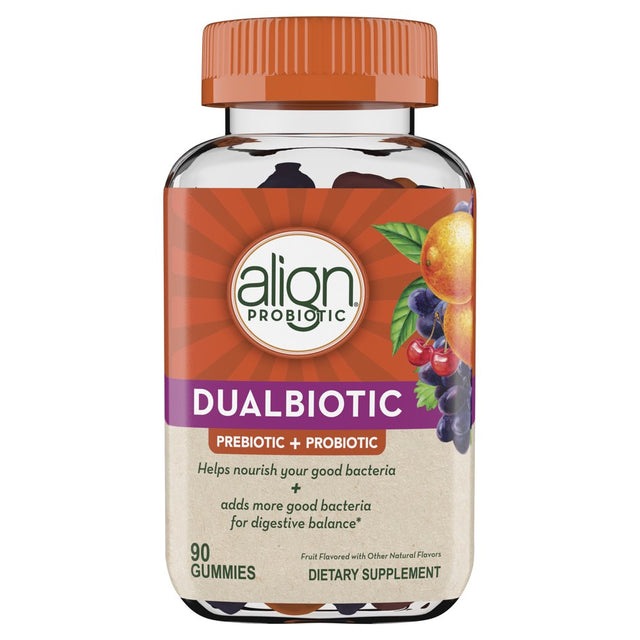 Align Probiotic Dual Biotic Gummies, Unisex Probiotic Dietary Supplement, 90 Ct