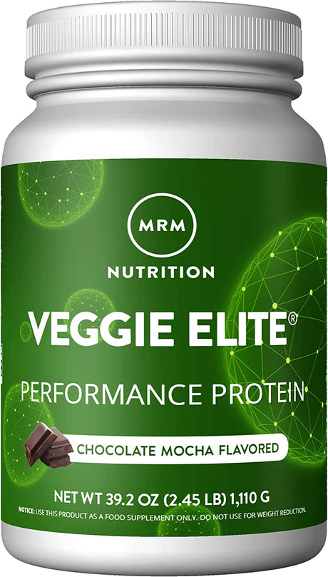 MRM Nutrition Veggie Elite Performance Protein | Chocolate Mocha Flavored| Plant-Based Protein| Easy to Digest | with Bcaas| Vegan + Gluten-Free | Clinically Tested| Digestive Enzymes | 30 Servings