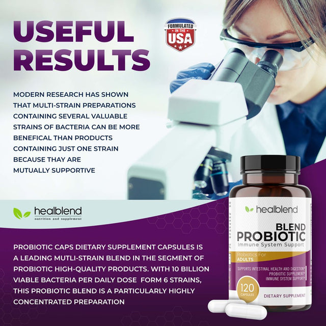 Healblend Probiotic Caps Dietary Supplement Capsules, Probiotic for Women and for Men Digestive Health - 120 Veg Capsules