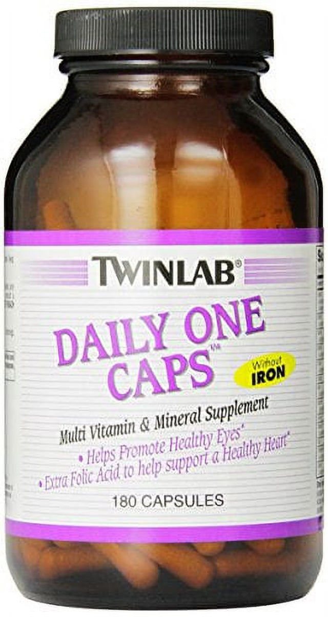 Twinlab Daily One Caps Multi-Vitamin and Multi-Minerals without Iron, 180 Capsules