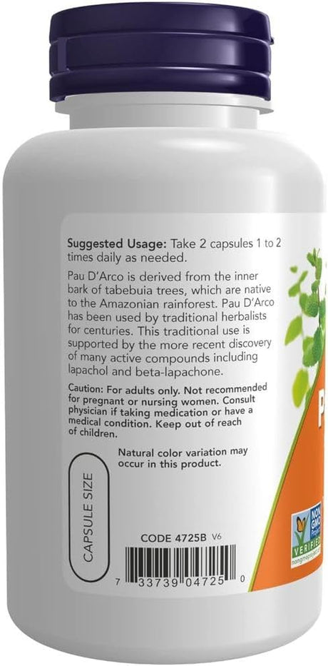 Now Foods PAU D'Arco 500Mg, 100 CT