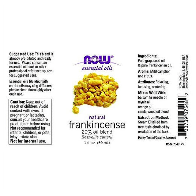 Now Foods - 1 Fl Oz Frankincense (20% Blend) Oil (Pack of 2)