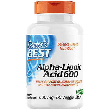 Doctor'S Best Alpha-Lipoic Acid, Non-Gmo, Gluten Free, Vegan, Soy Free, Promotes Healthy Blood Sugar, 600 Mg, 60 Veggie Caps