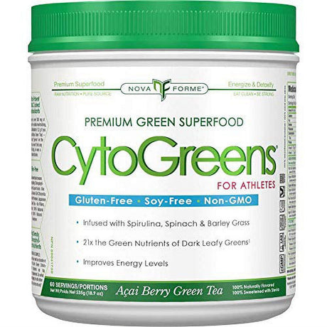 Cytogreens - Premium Green Superfood for Athletes Acai Berry Green Tea - 60 Serving