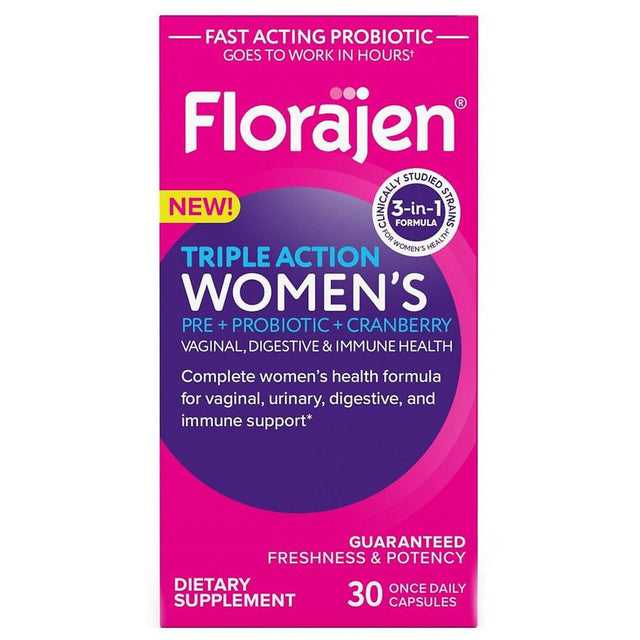 FLORAJEN Triple Action Women'S Pre + Probiotic + Cranberry - 30 Capsules