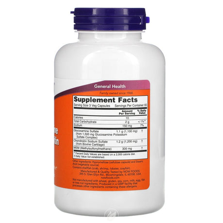 Now Foods Glucosamine & Chondroitin + Msm, 180 Caps, Pack of 2