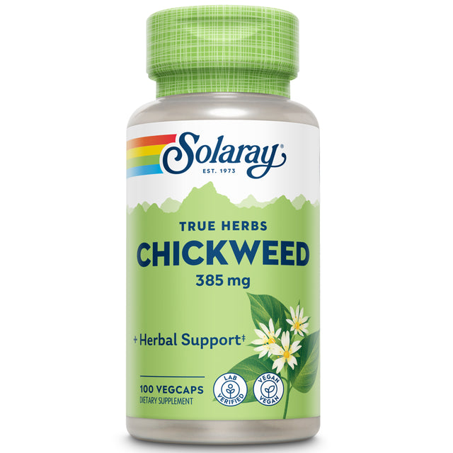 Solaray Chickweed 385 Mg | Herbal Supplement | Healthy Digestion, Skin & Appetite Support | Non-Gmo, Vegan & Lab Verified | 100 Vegcaps