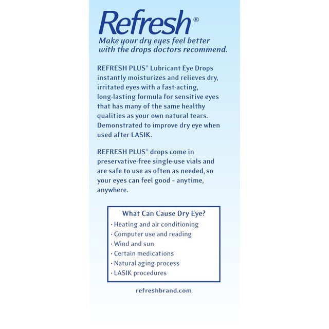 Refresh plus Lubricant Eye Drops Non-Preserved Tears, 70 Single-Use Containers, 0.01 Fl Oz (0.4 Ml)