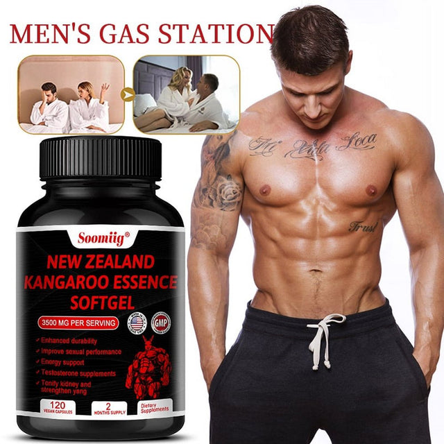 Soomiig New Zealand Kangaroo Essence Softgels 3500 Mg per Serving - Supports Energy and Endurance, Increases Blood Flow Male Enhancement