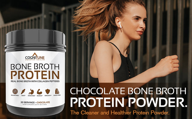 Bone Broth Protein Powder Chocolate - Grass Fed Collagen Peptides - No Sugar, Paleo & Keto Friendly -Dairy Free, Gluten Free - 20G Protein, 20 Servings