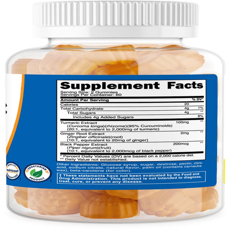 Nutricost Turmeric Gummies (120 Gummies) Supplement, 60 Servings