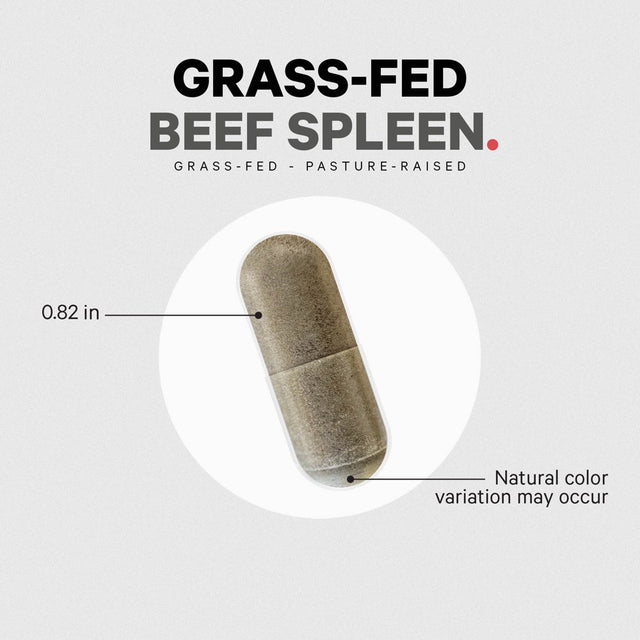 Codeage Grass-Fed Beef Spleen, Grass-Finished, Pasture-Raised, Non-Defatted Glandular Supplement, 180 Ct