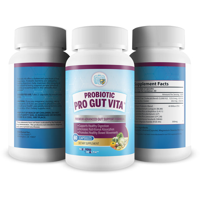 Probiotic Pro Gut Vita - Gut Health Support Probiotic & Vitamin Formula - Promote Healthy Digestion, Nutrient Absorption, Bowel Movements - Help Improve Gut Microbiome for Additional Health Benefits