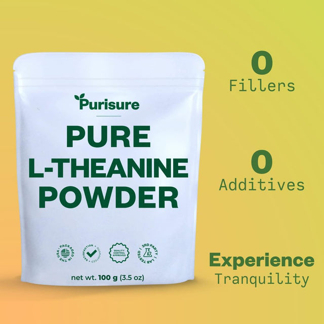 Purisure L-Theanine Powder, 100G, Concentration & Brain Health, 1000 Servings