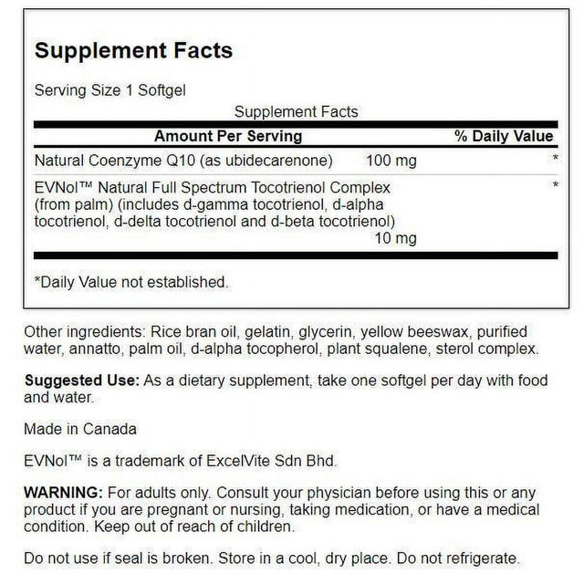 Swanson Coq10 with Tocotrienols 100 Mg 60 Softgels